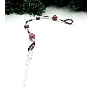 Beaded Suncatcher Ornament With Icicle Pendant and Crystal Beads
